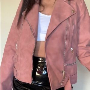 SUEDE / FAUX LEATHER MOTTO JACKET